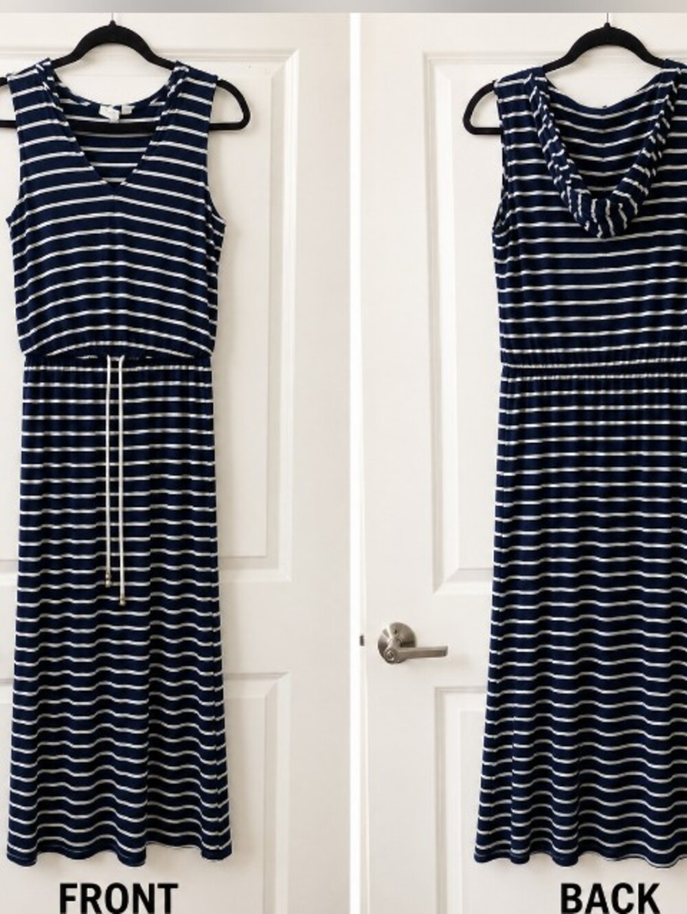 Saint Tropez West Coastal Casual Nautical Preppy Striped Maxi Dress Size Small